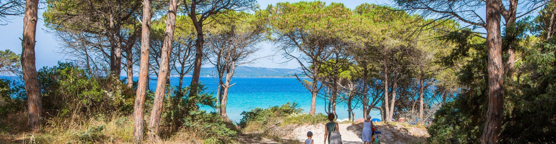 Access to the beach of Pia Maria through pine trees and sand dunes