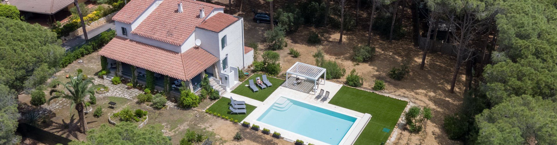 Villa Pola | Airview on the house with pool View from above to house and pool