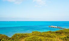 Cala La Pelosa | Jetty in the blue sea of La Pelosa, Stintino Jetty in the blue sea of La Pelosa, Stintino
