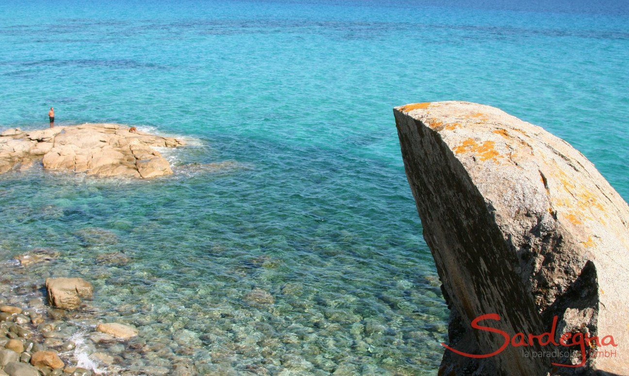 Clear blue water and rock formations 