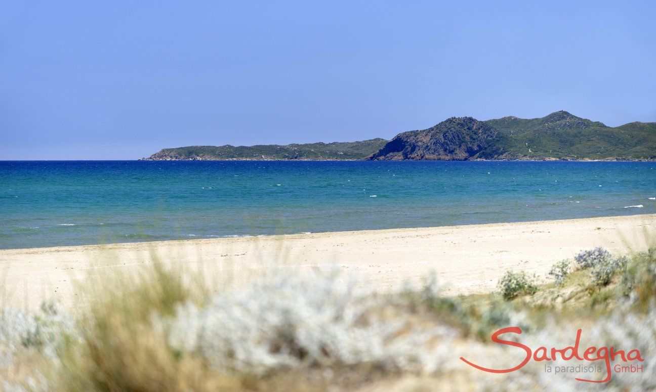 Long white and sandy beach in front of the villa 