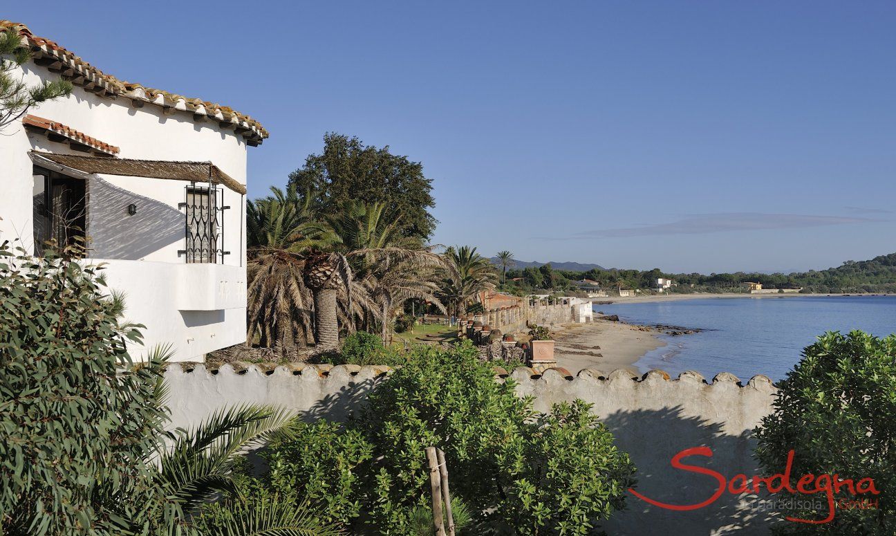 Villa Su Faru 1 | View of the house with sea and beach View from the terrace with sea and beach