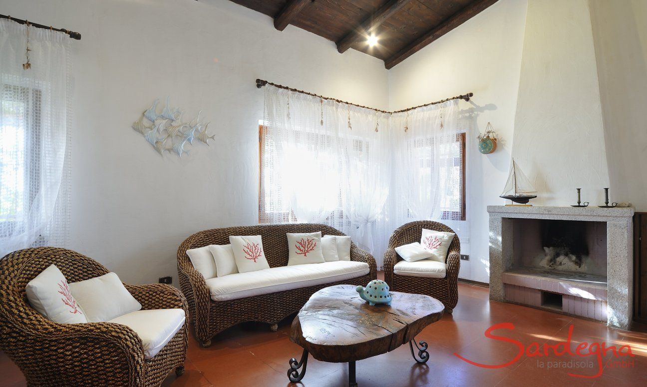 Living area with fireplace