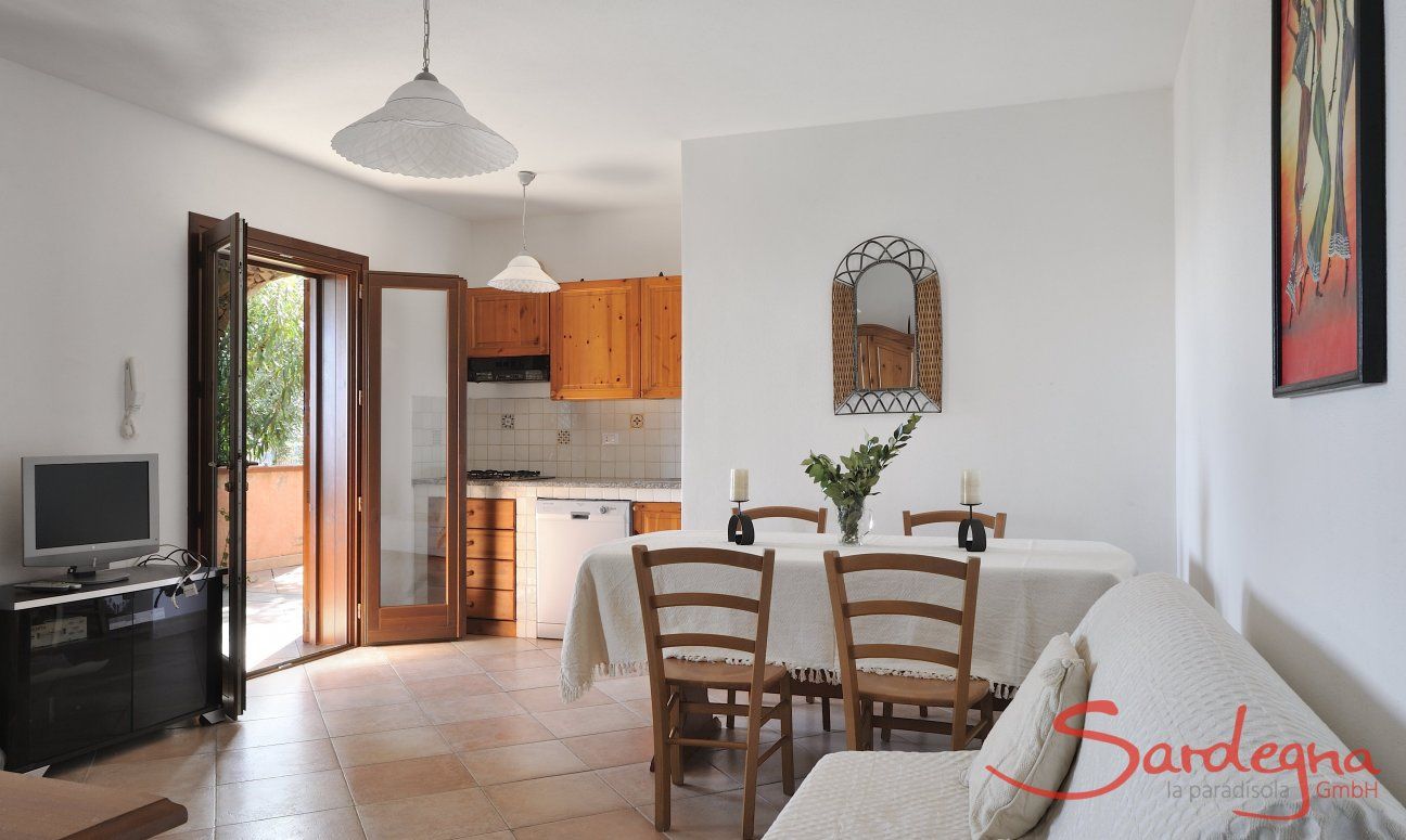 Apartment Castededdu 6 | Living room with kitchen and dining table Living room with kitchen and dining table