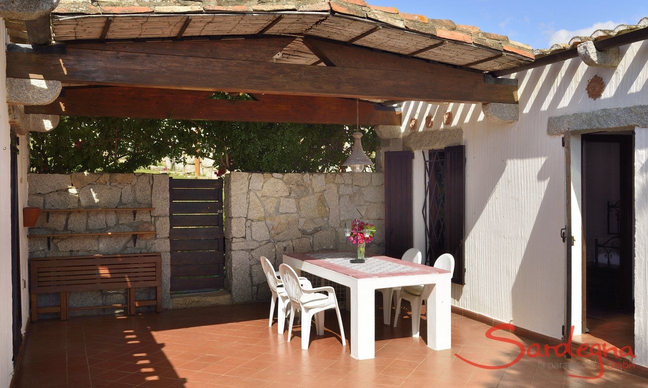 Covered dining area on the terrace