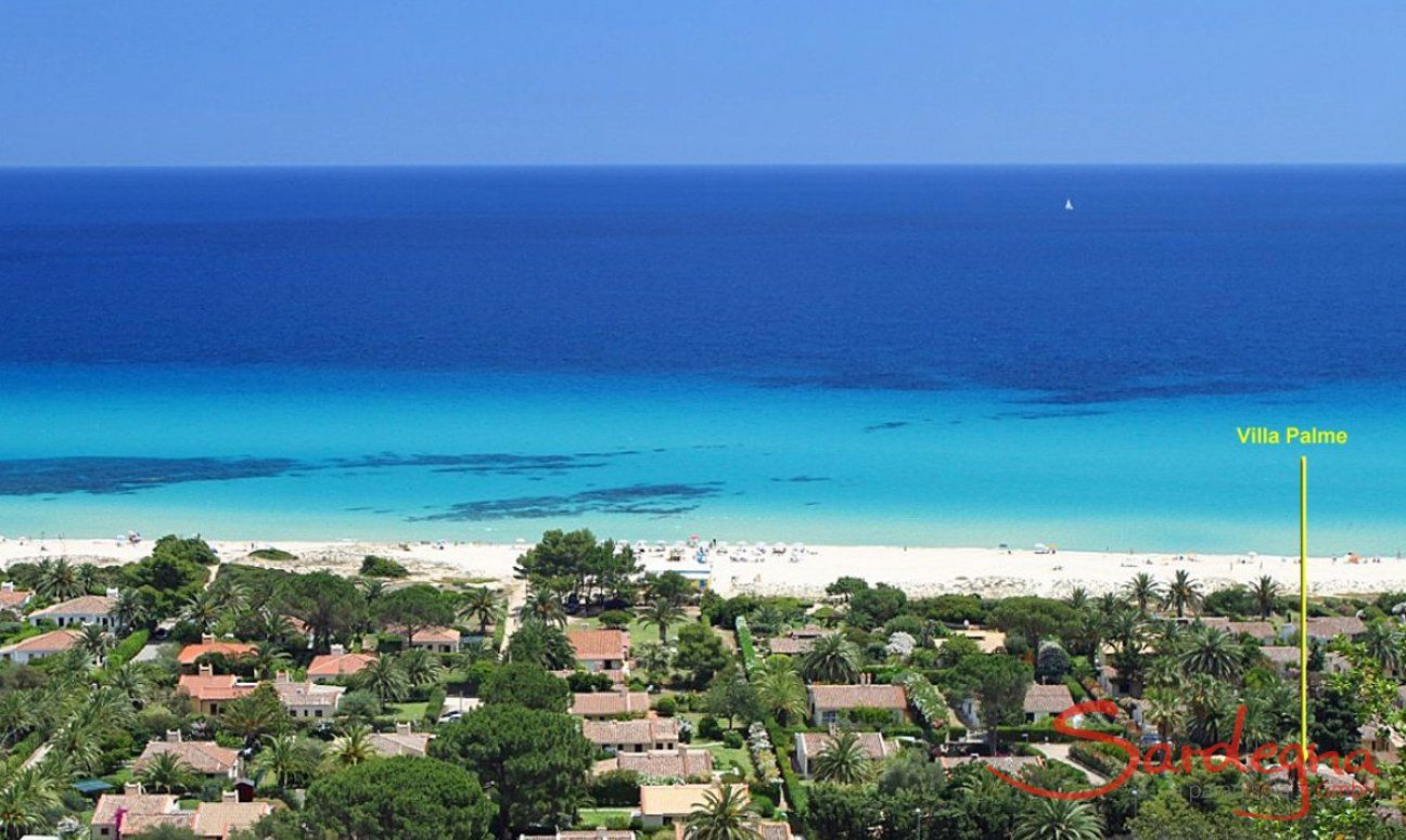 Villa Palme | Position of the house close to the beach Locationplan of the villa