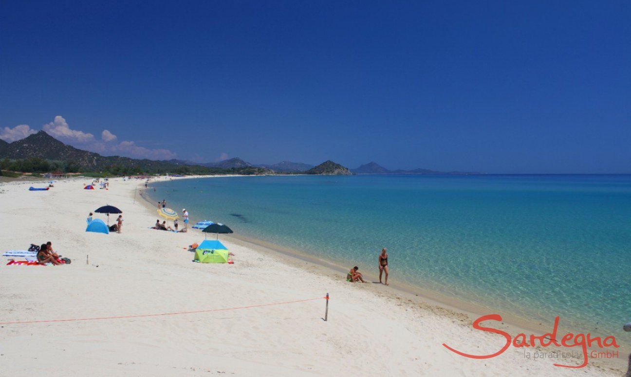 Beautiful white sand beach of Cala Sinzias, only about 1.5 miles from Li Conchi