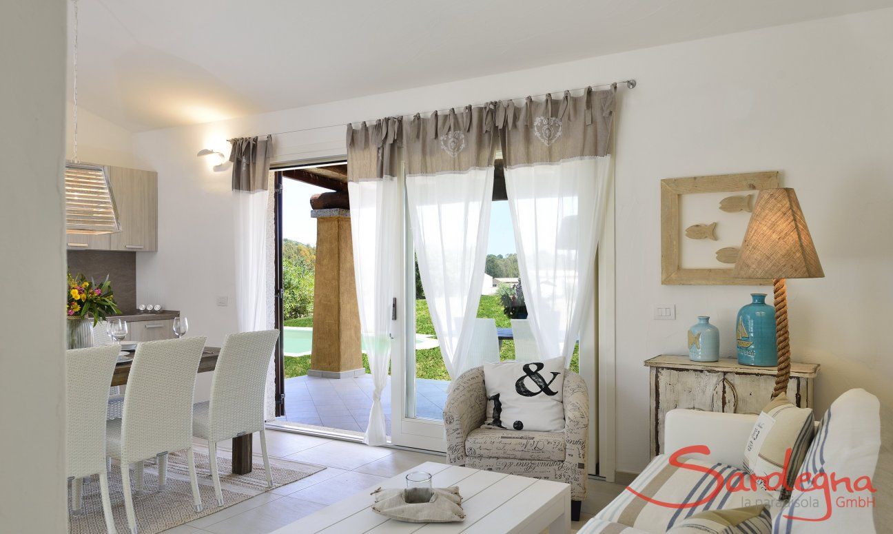 Villa Campidano 21 | Modern and bright living room Living room with door to the pool Villa Campidano 21