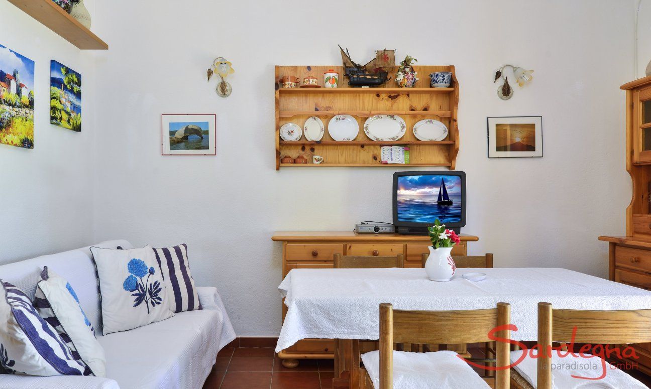 Villa Maria Lina | Living room with dining table and sofa Living room with dining table and sofa
