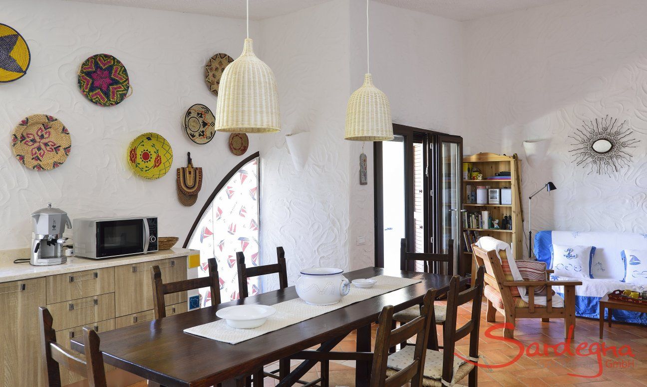 Villa Gaia | Living room with a long dining table Living room with a long dining table