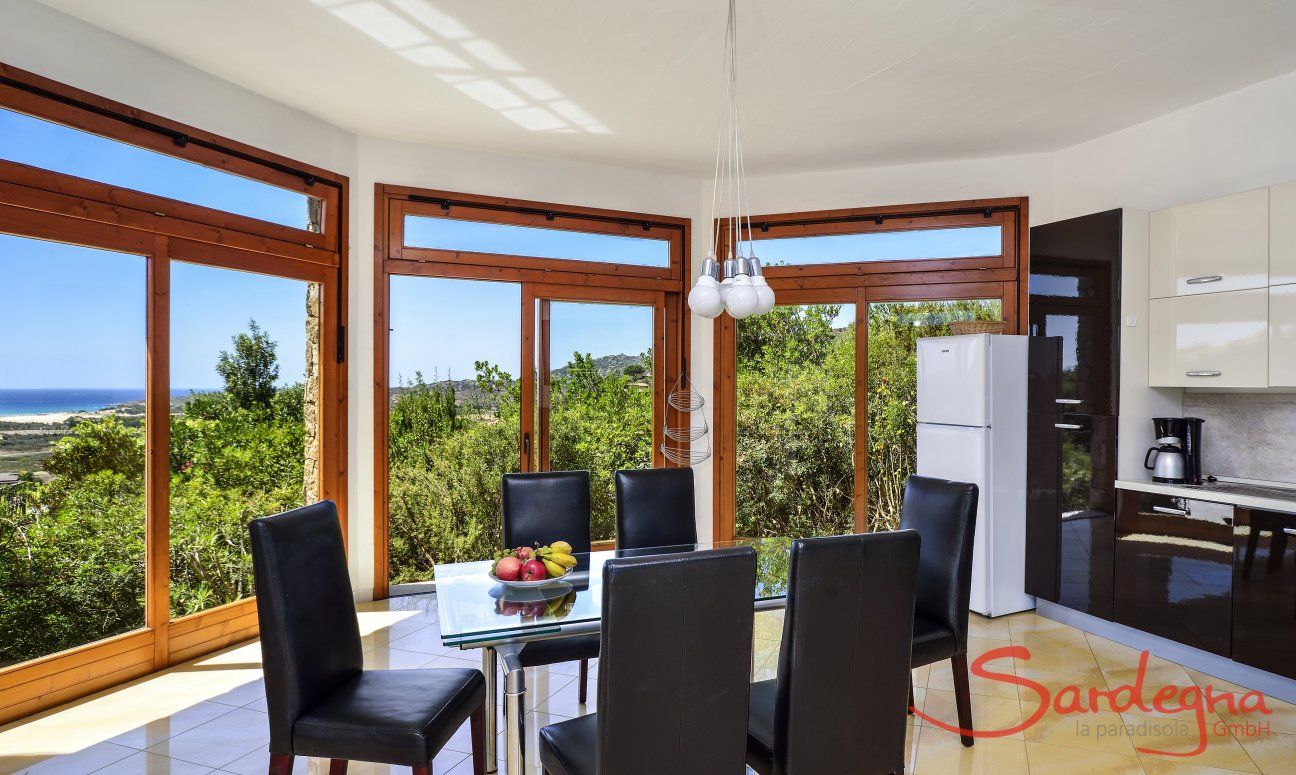 Dining area with a view above the environment 