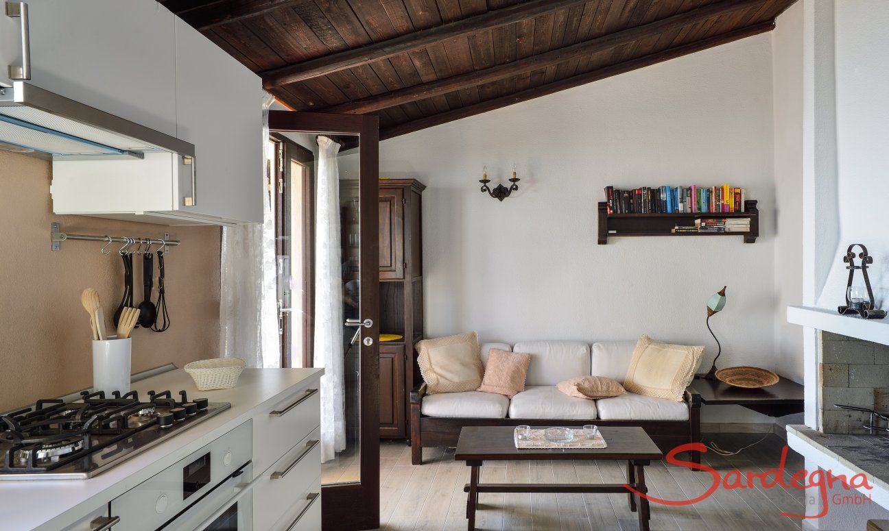 Modern living room and kitchenette