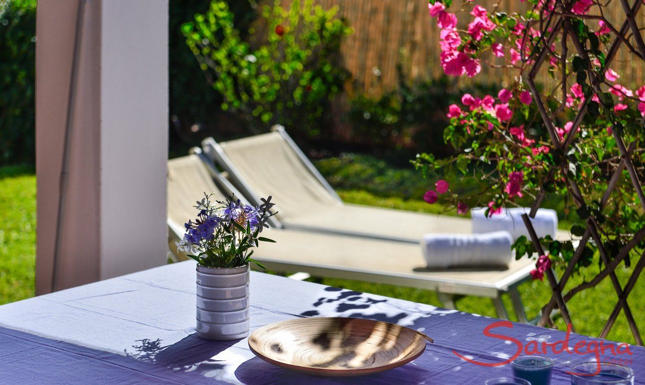 Villa Chiara | Garden with sunbeds and blooming flowers Garden, Details