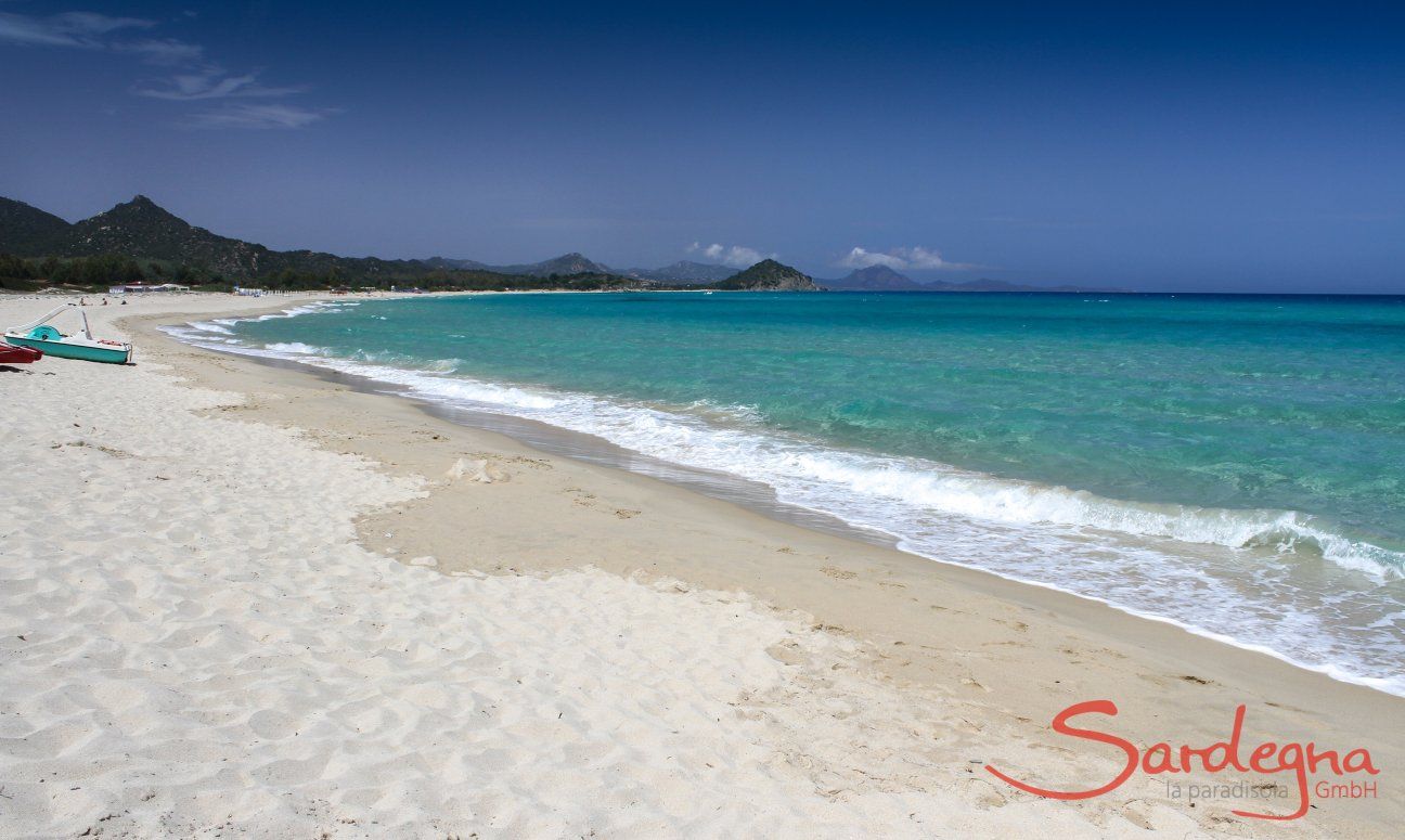 Li Conchi 8 | Sandy beach and clear blue water at the beach of Cala Sinzias Strand Cala Sinzias; Tamatete