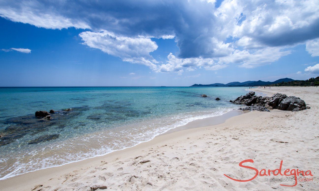 Wide and sandy beach of Costa Rei 