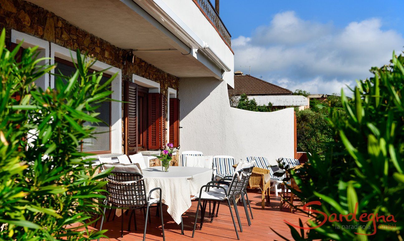 Terrace surrounded by green plants 