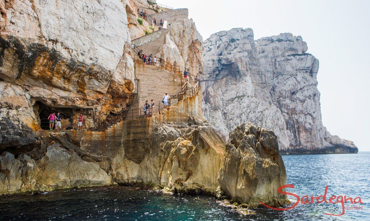 Stairs and entrance to the "Grotte di Nettuno" close to Alghero