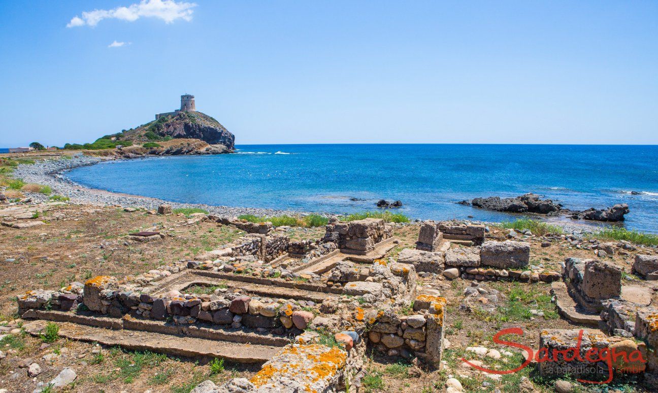 Archeological site Nora and spanish tower Sant Efisio