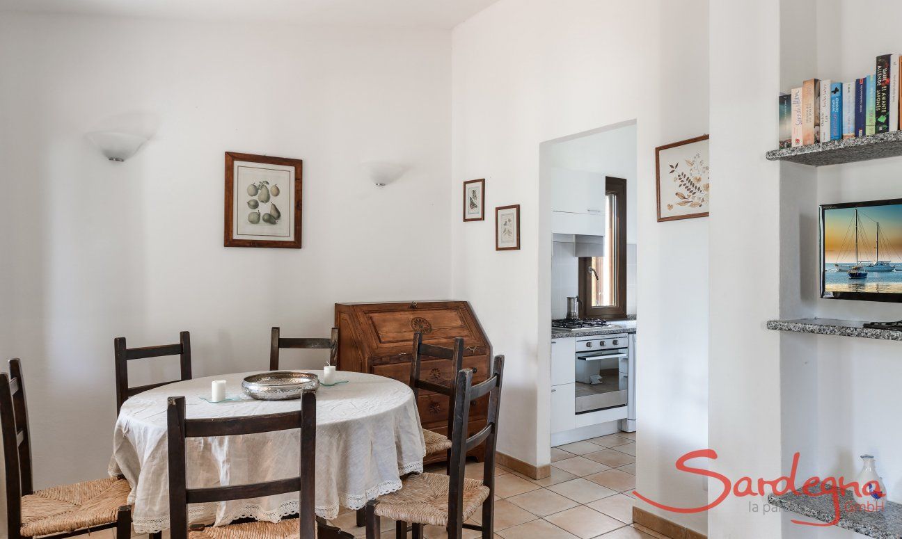 Dining area inside, right next to the kitchen 