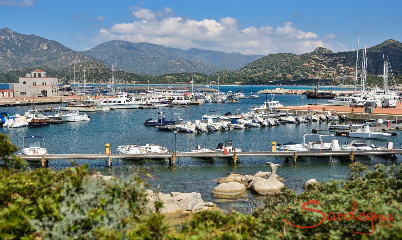 Harbour of Villasimius right beside the beach Spiaggia del Riso