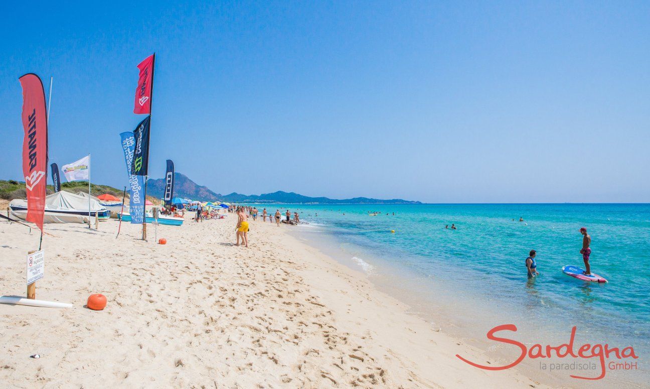 Sports at the beach of Costa Rei, 6 km away