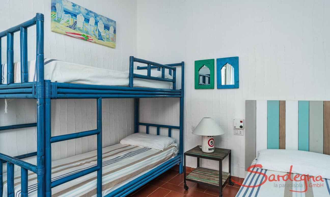 Casa 17 | Bedroom 2 with bunk bed and one single bed Casa 17, Sant Elmo, South Sardinia