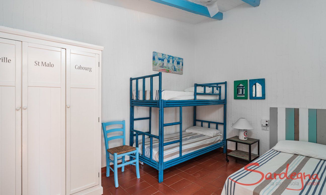 Casa 17 | Bedroom 2 with bunk bed and one single bed Casa 17, Sant Elmo, South Sardinia