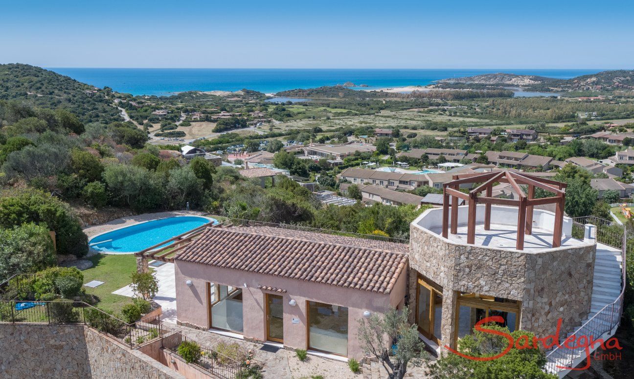 Villa Torretta Chia | Airview of the house on top of the hills Airview of Torretta Chia