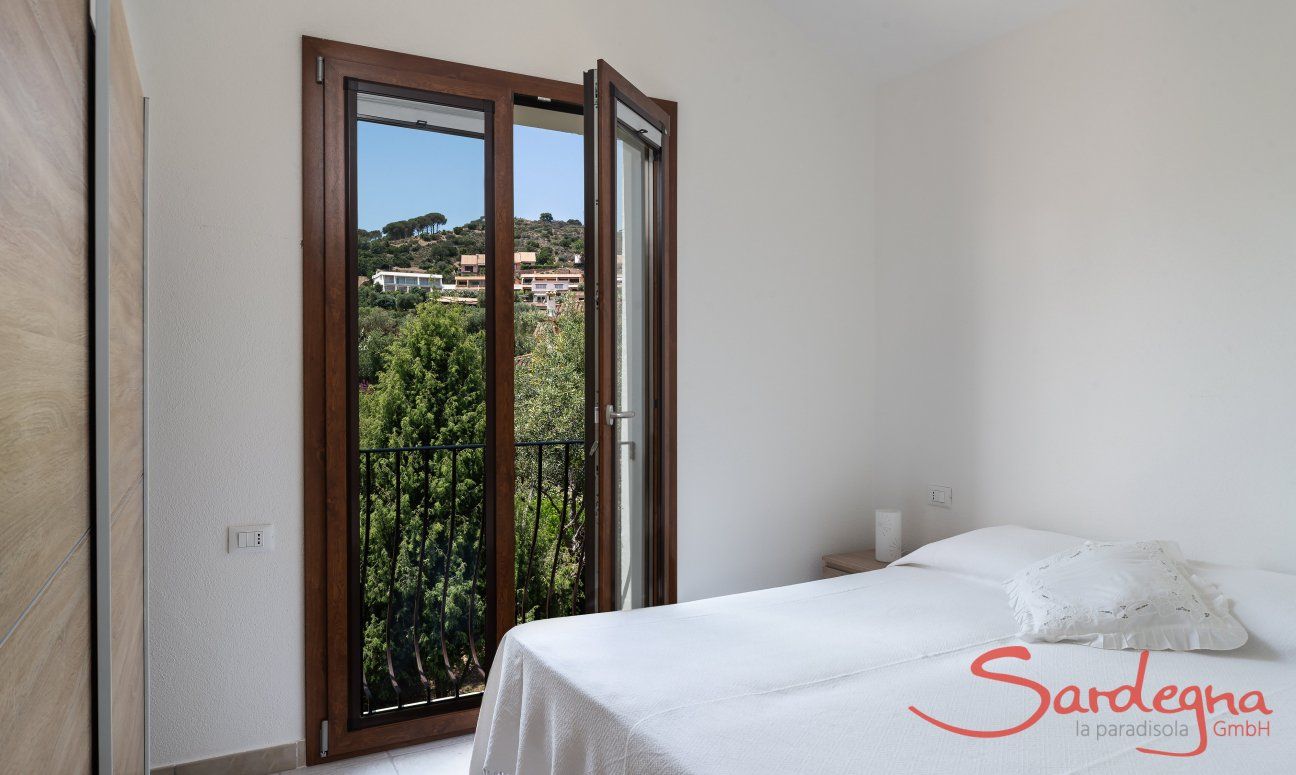Villa del Campo | Bedroom 2 on the first floor with mountain view and double bed Villa del Campo, Is Molas, Pula