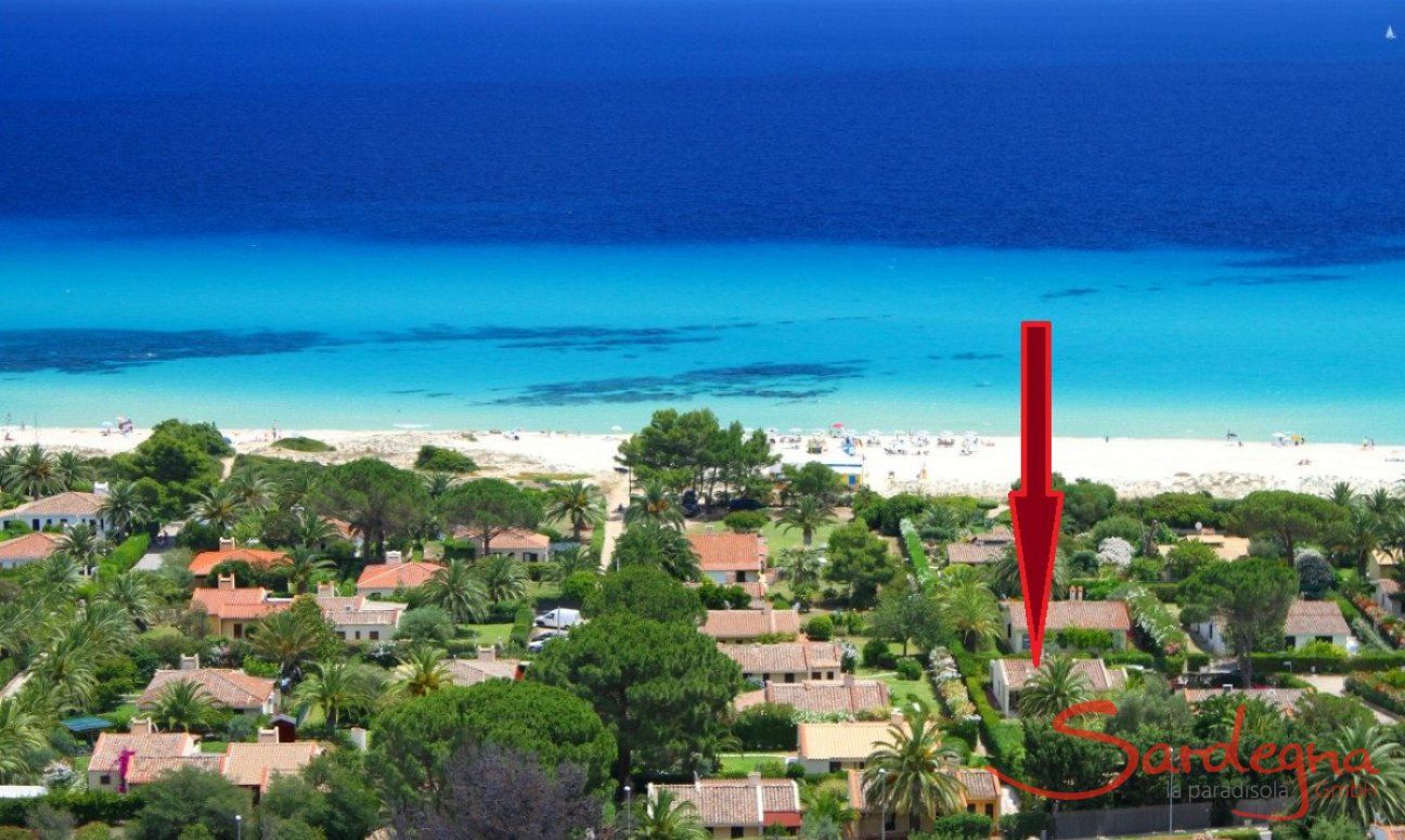 Villa Chiara | Position of the villa close to the sea Costa Rei from above