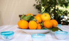 Apartment Orri 2 | Fresh sardinian oranges on the table in the garden Still life