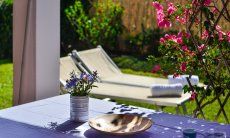 Villa Chiara | Garden with sunbeds and blooming flowers Garden, Details