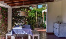 Roofed dining area outside 