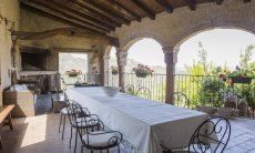 Villa Is Molas Monte | Dining area with table for ten and an astonishing view Dining area with a huge table