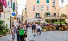 Shopping and socializing in the car free streets of Alghero