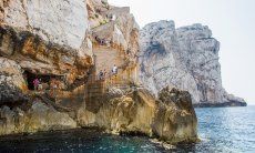 Stairs and entrance to the "Grotte di Nettuno" close to Alghero