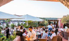 Crowded bar and main square of Porto Cervo