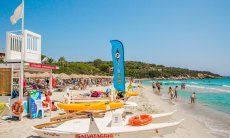 Simius Beach with lido and lifeguards, 26 km. away