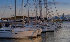 Sailing boats in the harbour of Cagliari, capital of Sardinia