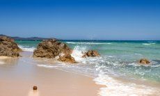 Sandy beach and blue sea